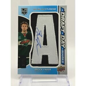 2024-25 SP Game Used Brock Faber Rookie Draft Day Marks Patch Auto 16/35 SP Wild